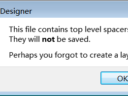 the file contains top level spacers. They will not be saved.Perhaps you forgot to create a layout