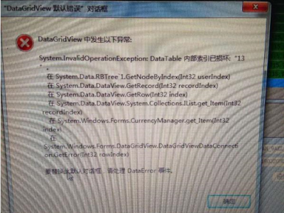 C# DataTable内部索引已损坏，要替换此默认对话框，请处理DataError事件